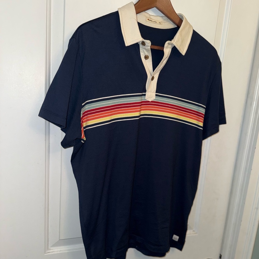 Marine Layer Absurdly Soft Retro Polo in Navy & Multi-Stripe - Size M/L - Picture 5 of 7